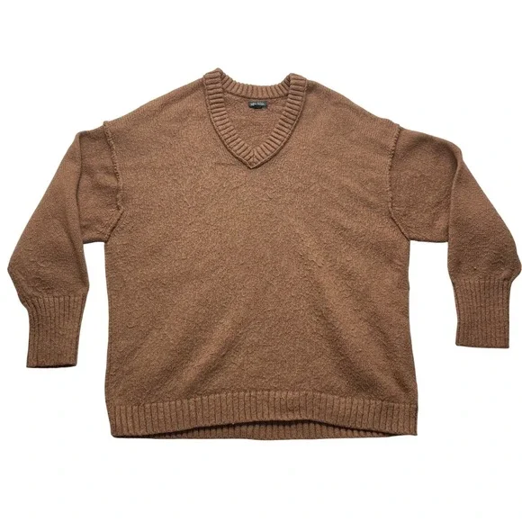 Wild Fable Brown V-Neck Oversized Pullover Sweater Small Recycled Polyester - Picture 1 of 8